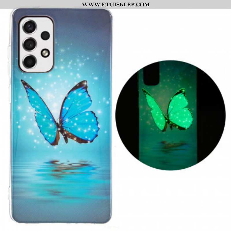 Etui do Samsung Galaxy A53 5G Fluorescencyjny Niebieski Motyl